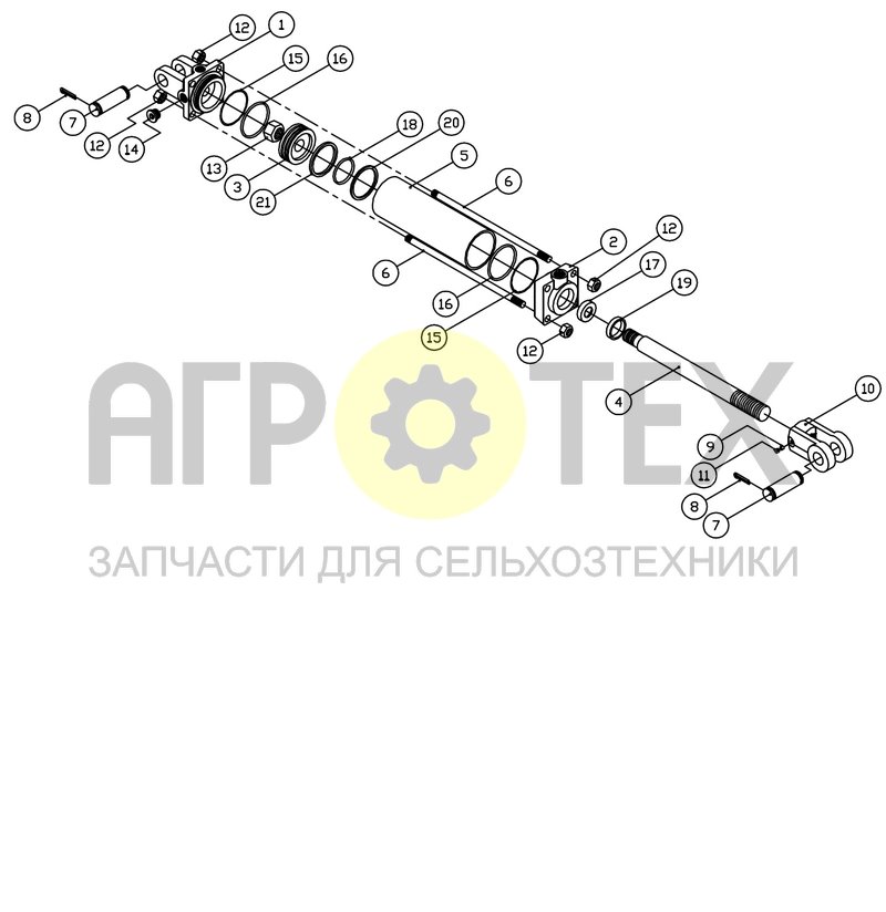 Чертеж Гидроцилиндр 3х16 в сборе (PTS.04.004)